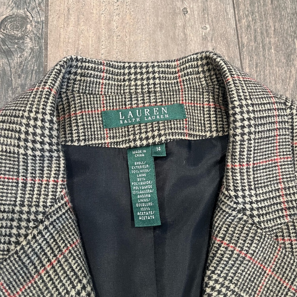 Lauren Ralph Lauren Sz 14 Glen Plaid Herringbone Wool Angora Vest Waistcoat - Picture 5 of 11